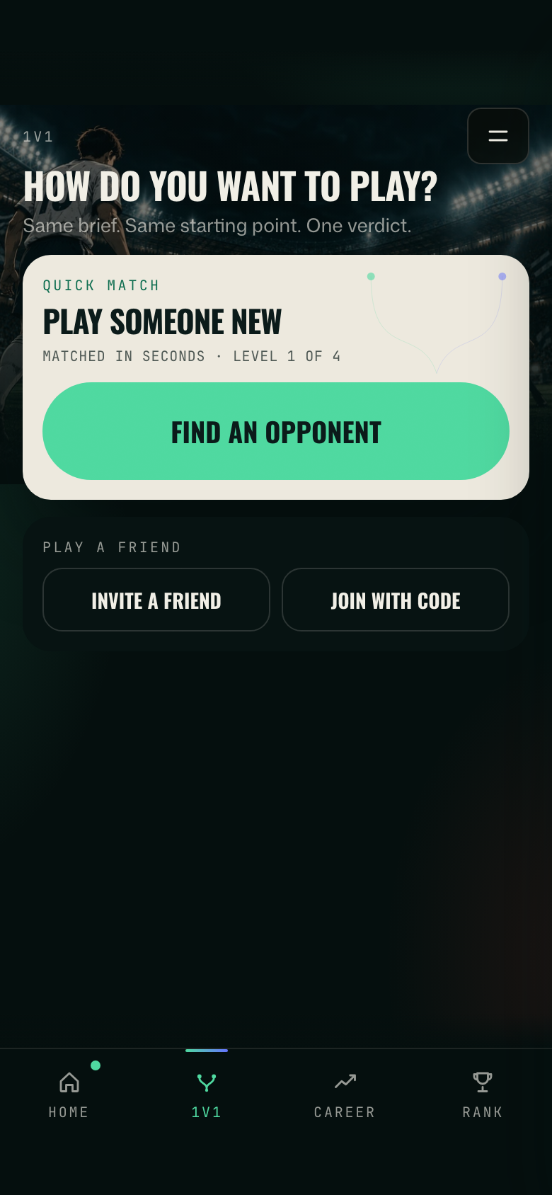 A COPADERBY 1V1 career setup